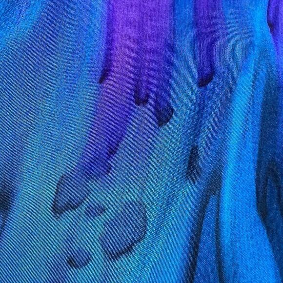 L Leeanne original vintage blue and purple hand painted silk jacket size S - Picture 12 of 15